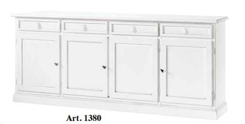 Credenza 4 Ante In Legno Arte Povera - Stile Rustico, Colore Noce, Perfetta Per Soggiorno O Cucina - Foto 7